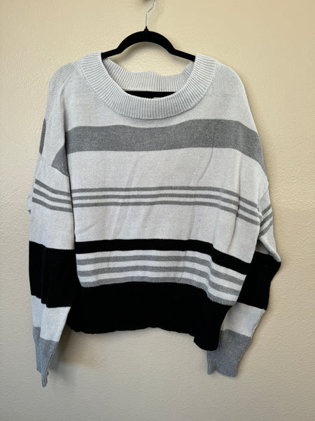 Lucky Brand Gray Striped Sweater