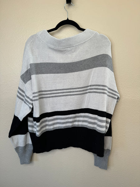 Lucky Brand Gray Striped Sweater