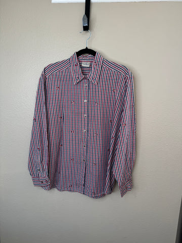 Vintage Koret City Blues Plaid Long Sleeve Blouse