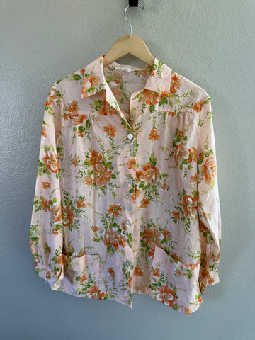 Vintage Kari of California Long Sleeve Floral Smock/Blouse