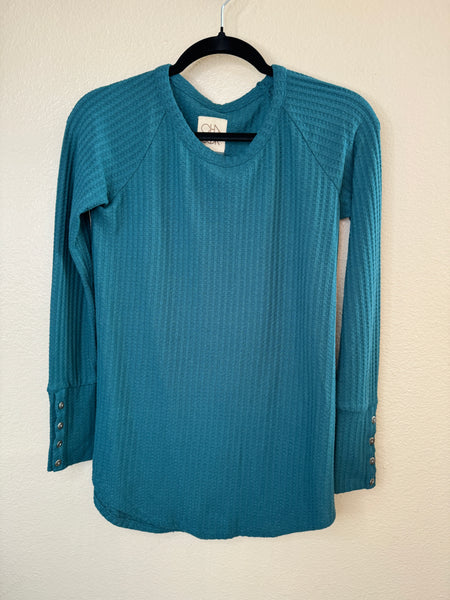 Chaser Teal Long Sleeve Blouse