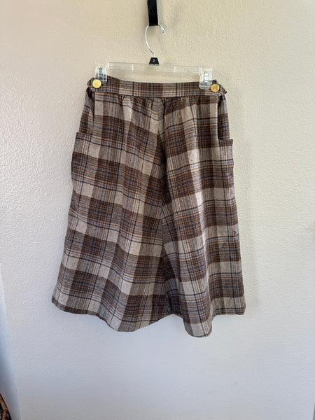 Vintage Front Panel Plaid Skirt