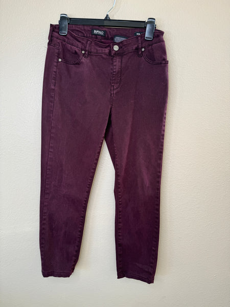 Buffalo David Bitton Burgundy Mid-Rise Skinny Pants