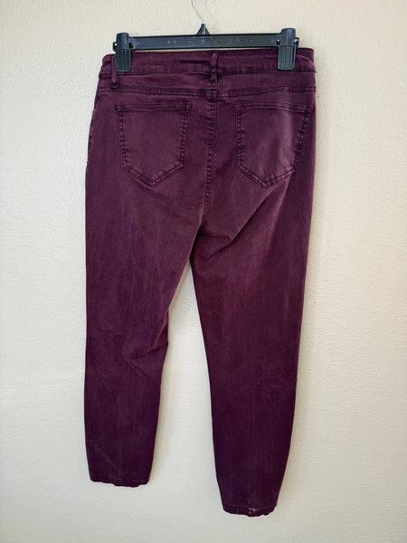 Buffalo David Bitton Burgundy Mid-Rise Skinny Pants