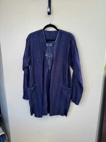 Women's Blue Handmade Long Sleeve Blouse