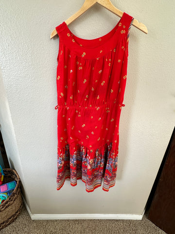 Vintage 70's Red Floral Dress