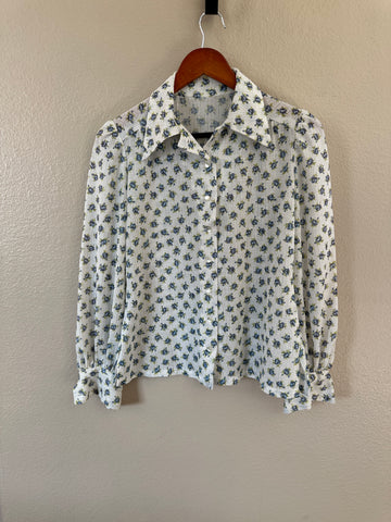 Vintage Floral Long Sleeve Womens Blouse