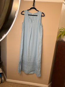 Pure Jill Women's Blue Sleeveless Linen Long Dress