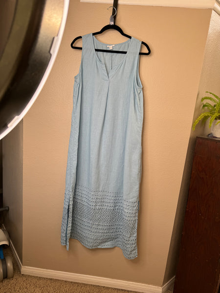 Pure Jill Women's Blue Sleeveless Linen Long Dress