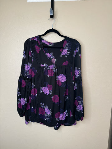 Torrid Women's Black Floral Blouse