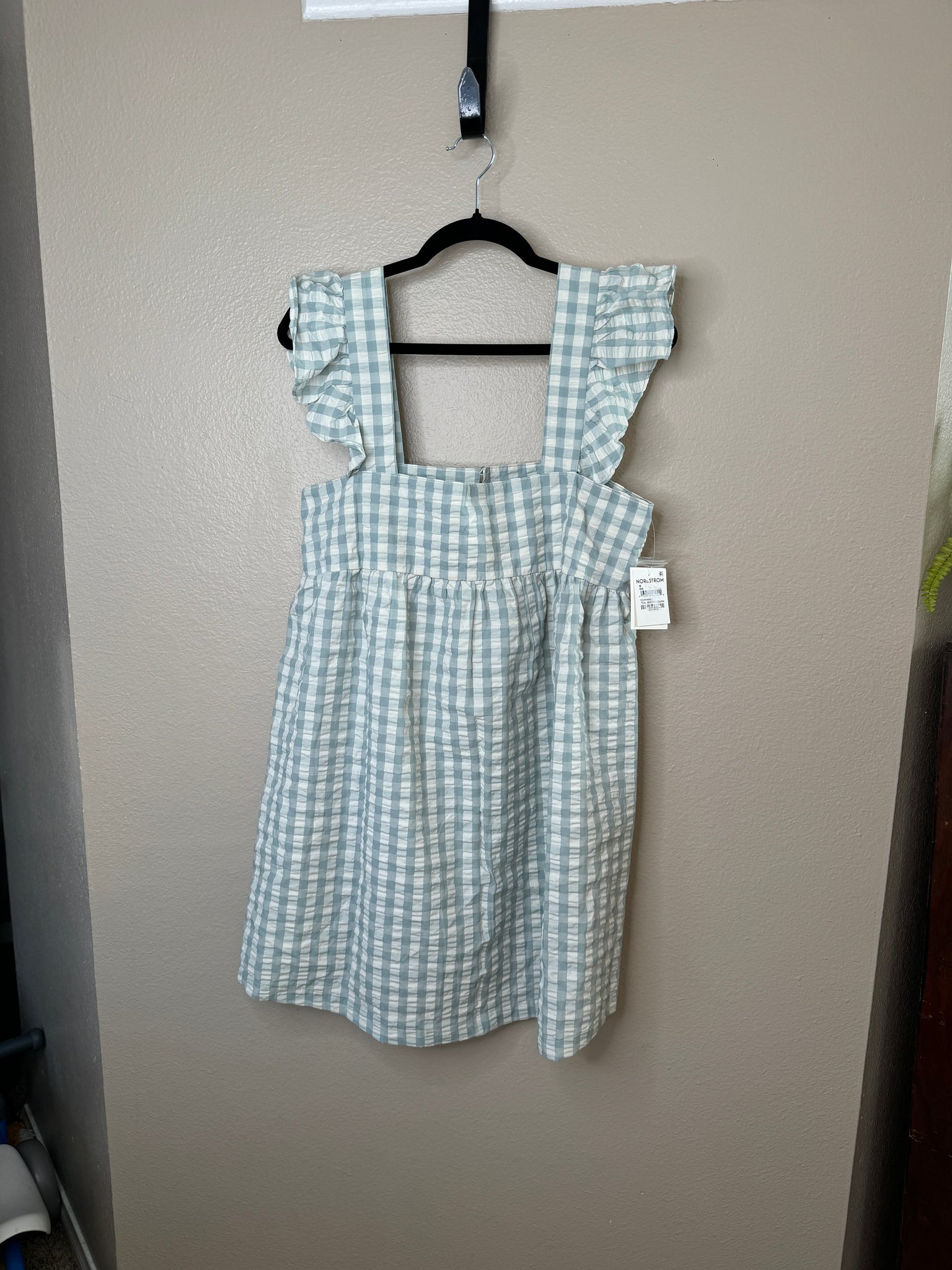 Open Edit Sleeveless Teal Mist Gingham Dress-NWT