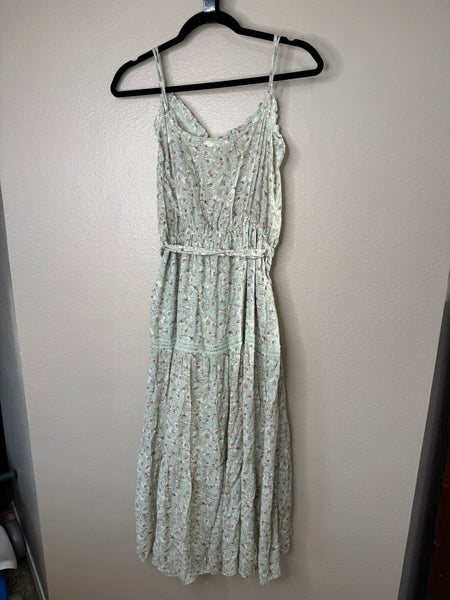 Mine Women's Green Floral Spaghetti Strap Dress