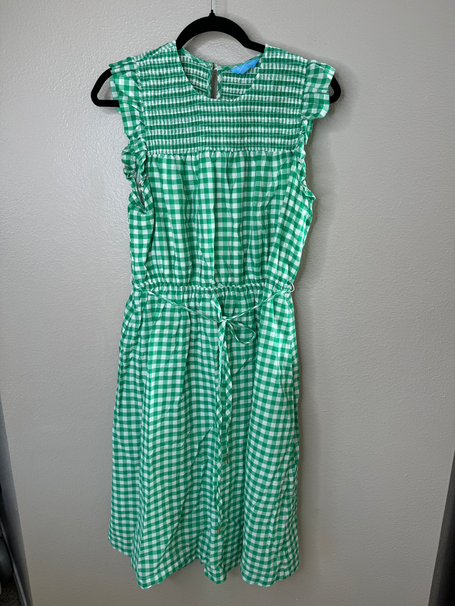 Draper James Women's Green Gingham Sleeveless Midi Dress