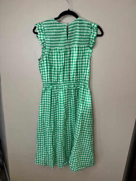 Draper James Women's Green Gingham Sleeveless Midi Dress