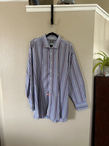 Thomas Dean Men's Striped Long Sleeve Dress Shirt