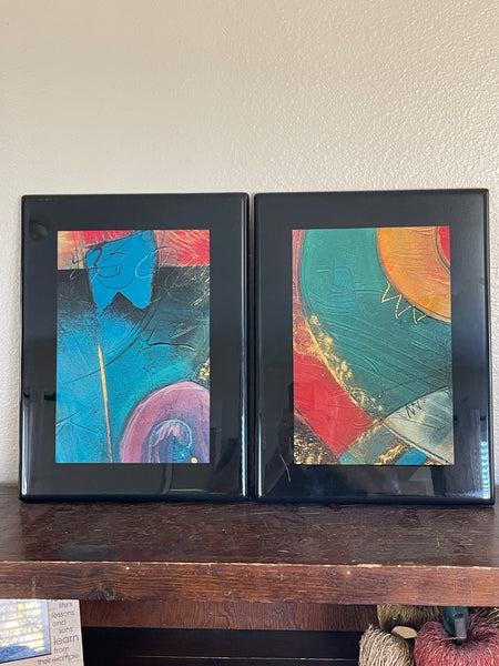Pair of Vintage Abstract  modern Art