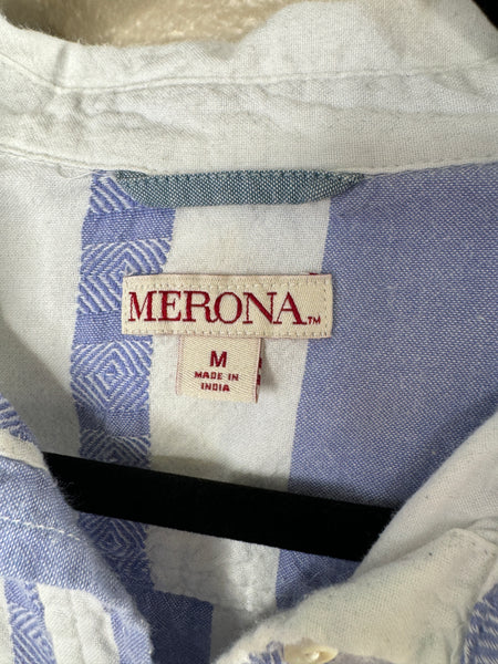 Merona Women's White Blue Striped Blouse