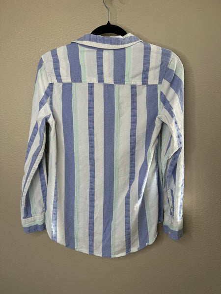 Merona Women's White Blue Striped Blouse