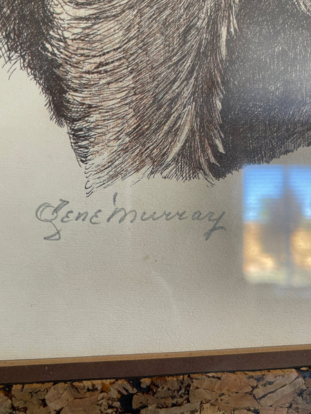 Vintage Signed Print Dog with Bird in Mouth second signature in pencil