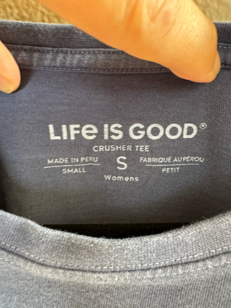 Life is Good Women's Blue Short Sleeve Crusher Tee