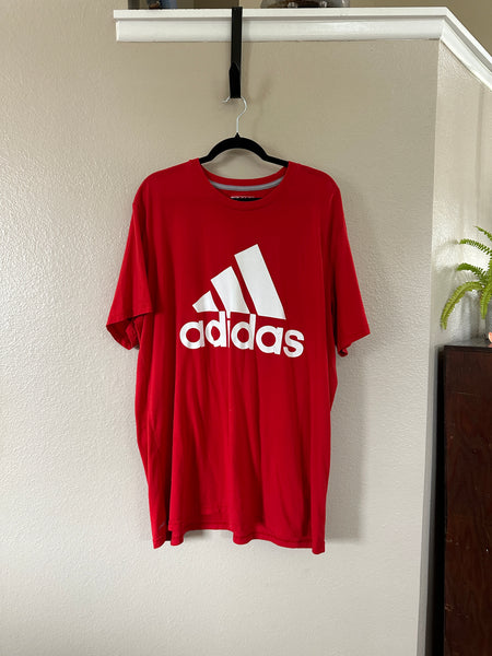 Adidas Men's Red Short Sleeve Graphic Shirt