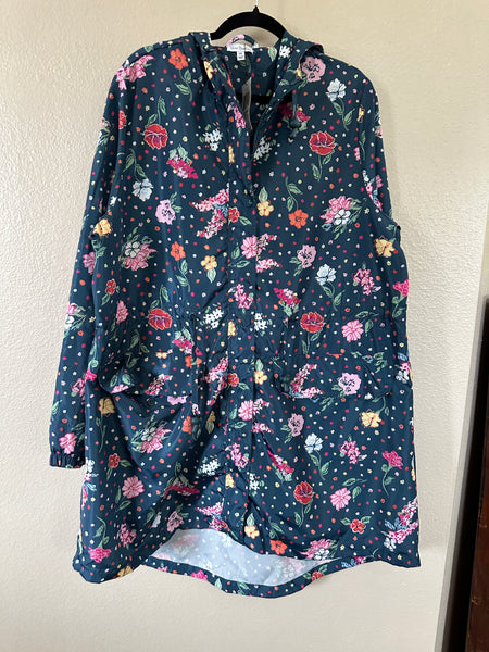 Vera Bradley Women's Blue Floral Rain Coat-NWT