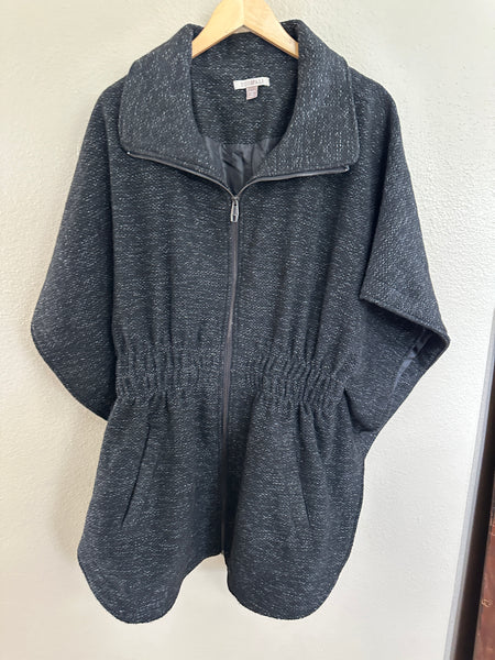 Roz & Ali Black & Gray Poncho Jacket