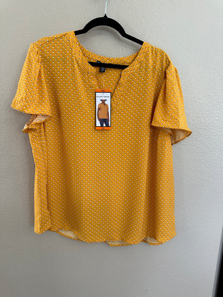 Hilary Radley Yellow Shortsleeve Blouse-NWT