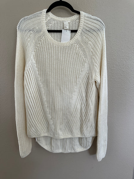 H&M Womens Off-White Long Sleeve Long Sweater-NWT