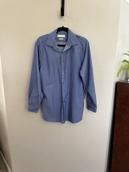 Michael Kors Men's Blue Striped Dress Shirt