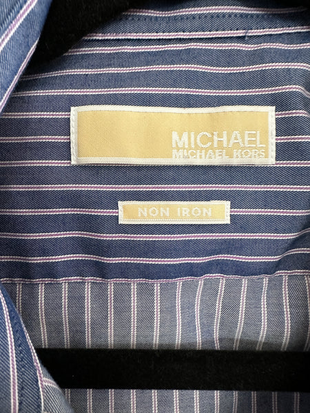 Michael Kors Men's Blue Striped Dress Shirt