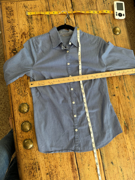 Women's Blue Striped Button-Down Long Sleeve Shirt