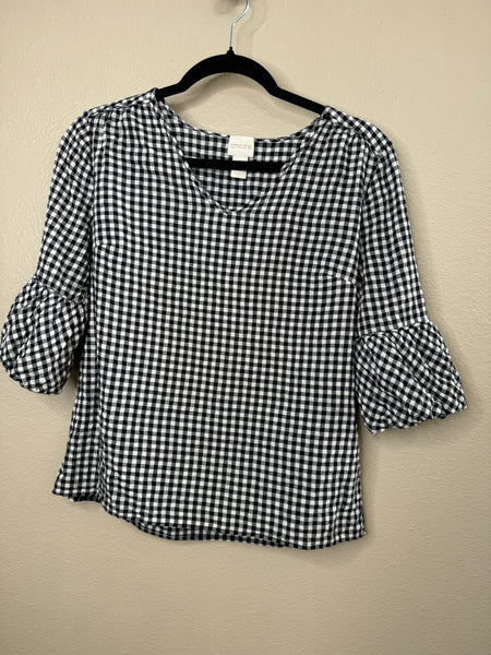 Chico's Women's Black & White Gingham Blouse