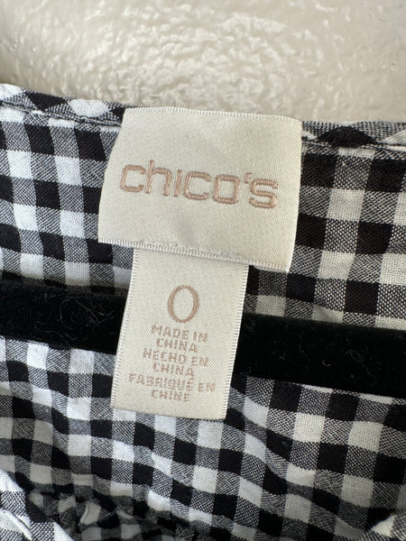 Chico's Women's Black & White Gingham Blouse