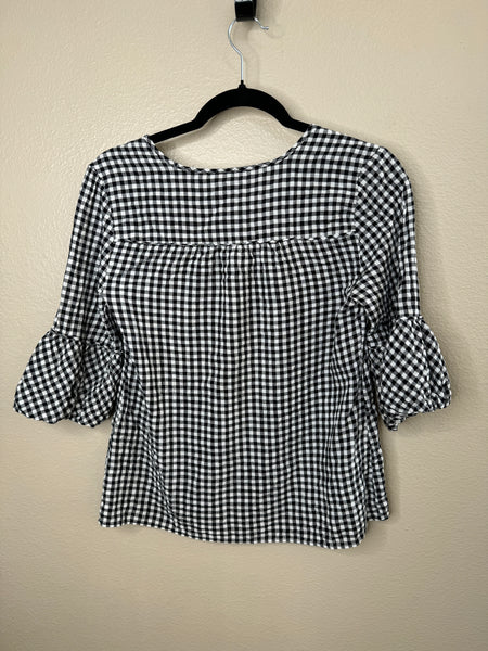 Chico's Women's Black & White Gingham Blouse