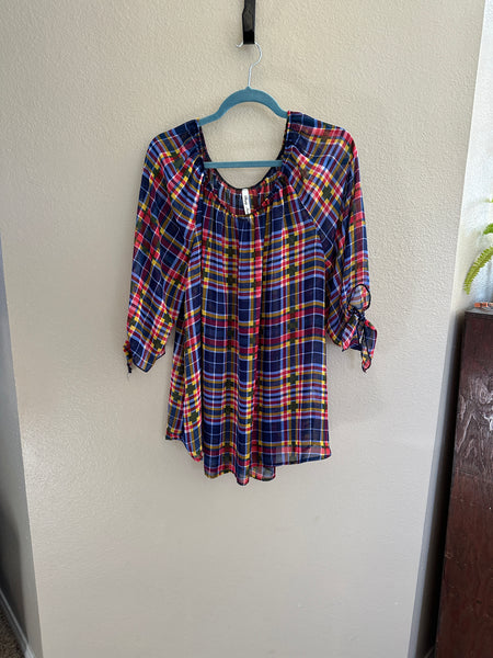 Simply Irresistible Women's Plaid Long Sleeve Blouse