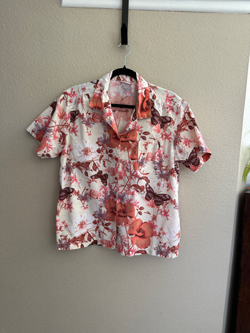 Vintage American Sweetheart Women's Floral Short Sleeve Blouse