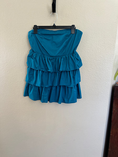 Poetry Clothing Women's Blue Sleeveless Ruffle Blouse