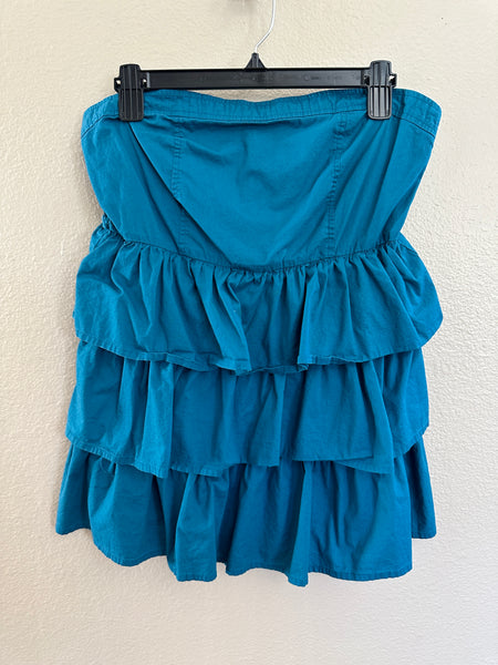 Poetry Clothing Women's Blue/Turquoise Sleeveless Ruffle Blouse