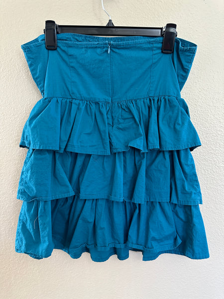 Poetry Clothing Women's Blue/Turquoise Sleeveless Ruffle Blouse