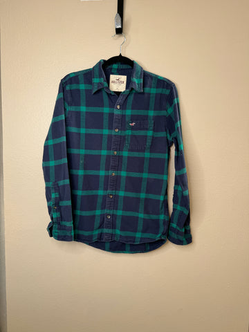 Hollister Men's Blue Plaid Flannel Shirt