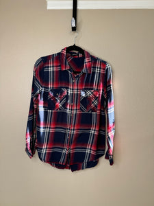 Ambiance Women's Plaid Blue Shirt