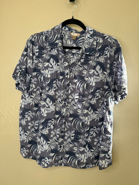 White Stag Women's Blue & Gray Hawaiian Shirt