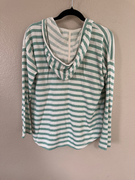 Green Striped Hoodie Sweater