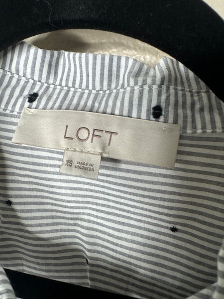 Loft Women's Gray Striped Blouse