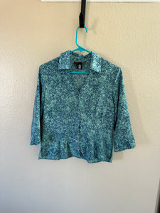 Norton McNaughton Women's Long Sleeve Blue Blouse