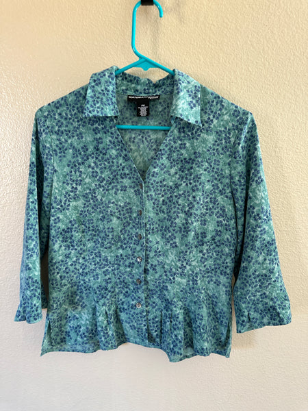 Norton McNaughton Women's Long Sleeve Blue Blouse