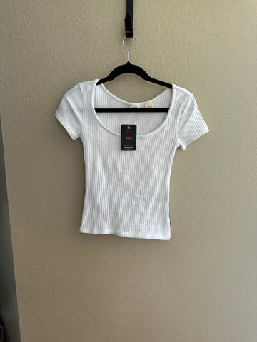 Levi's The Go Out Top White Ribbed-NWT