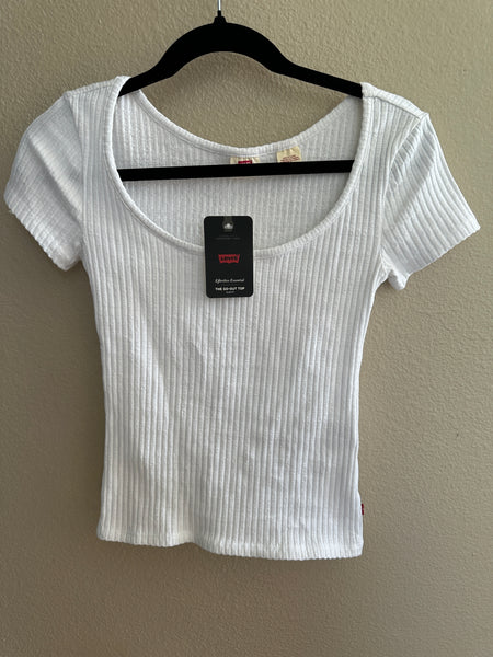 Levi's The Go Out Top White Ribbed-NWT