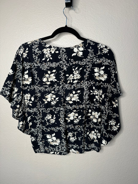 Women's Black & White Floral Blouse